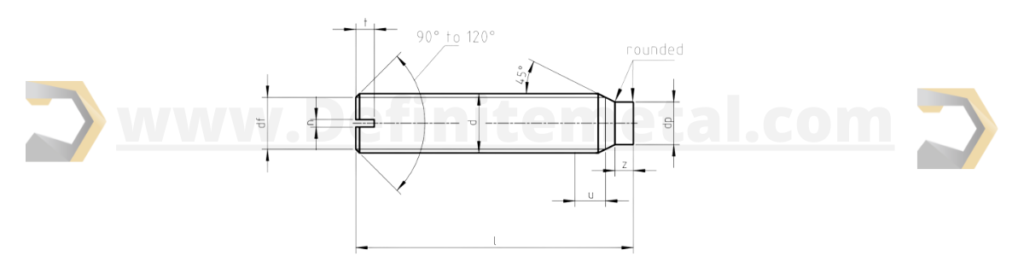 DIN 417 - Slotted set screws and pins drawing