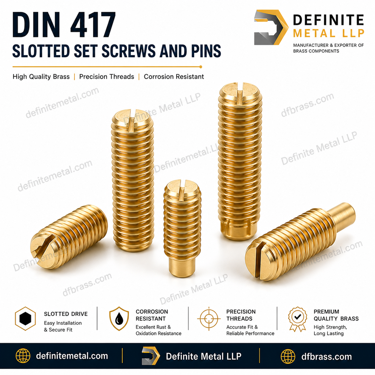DIN 417 Slotted set screws and pins