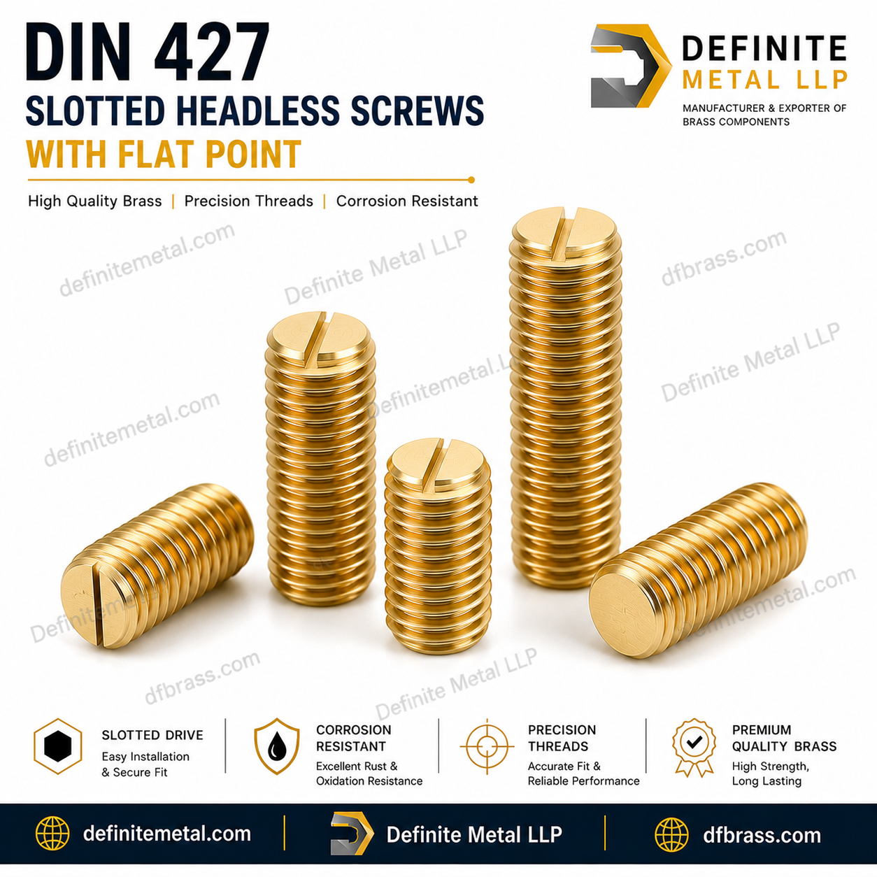 DIN 427 Slotted headless screws with flat point