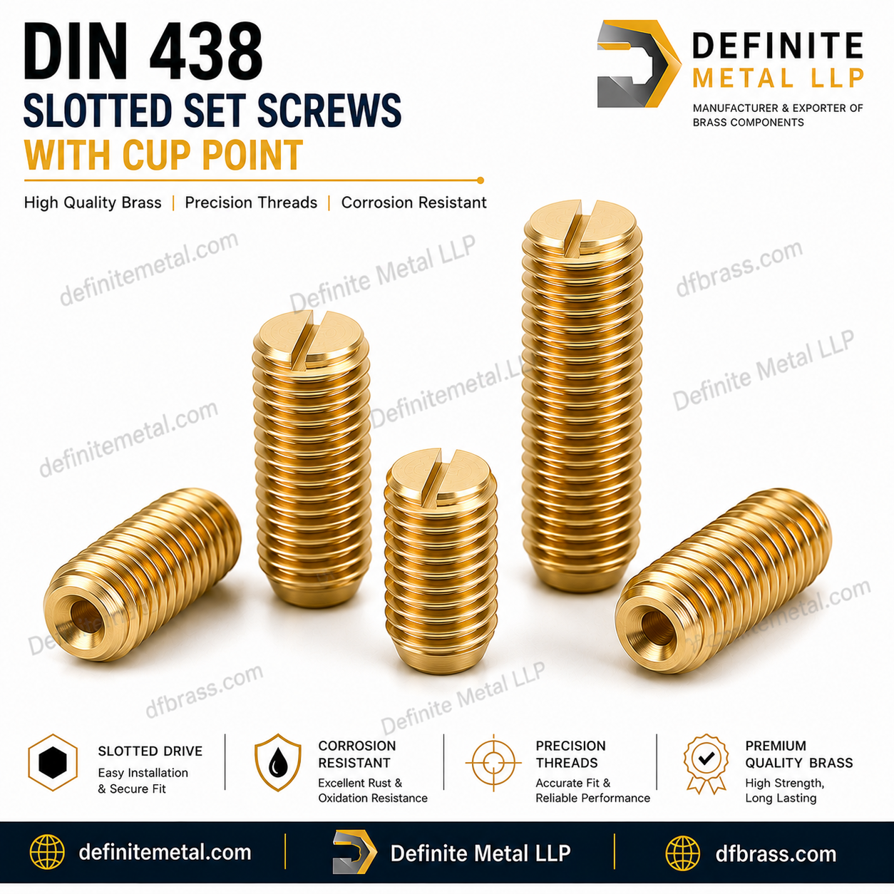 DIN 438 Slotted set screws with cup point