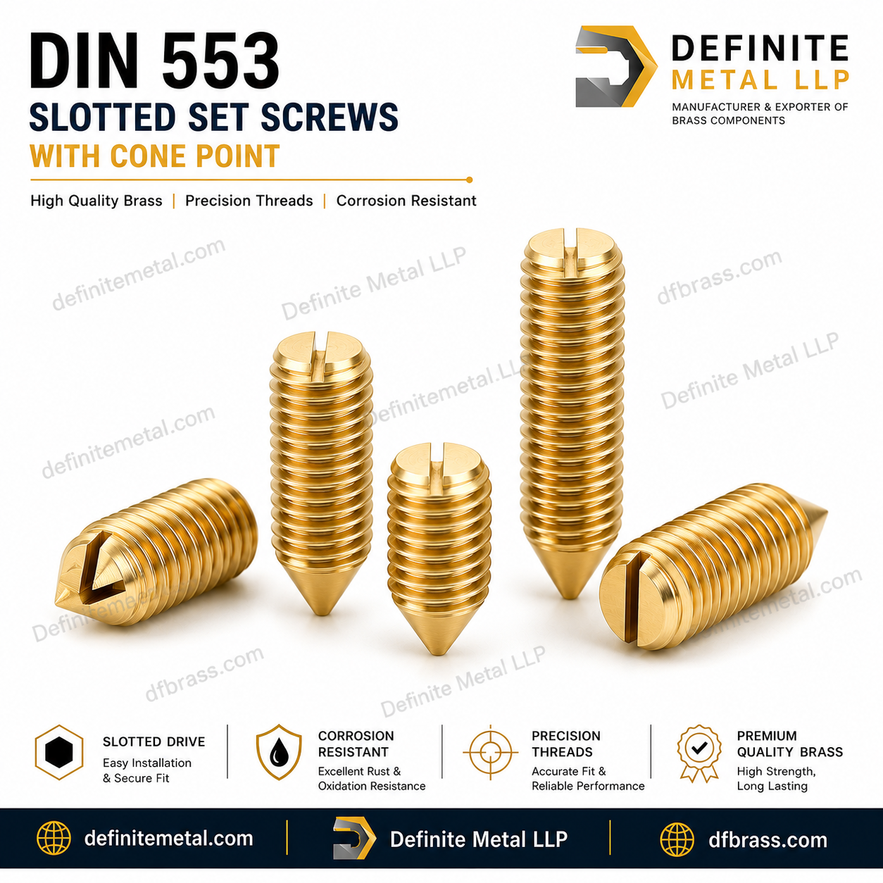 DIN 553 Slotted set screws with cone point